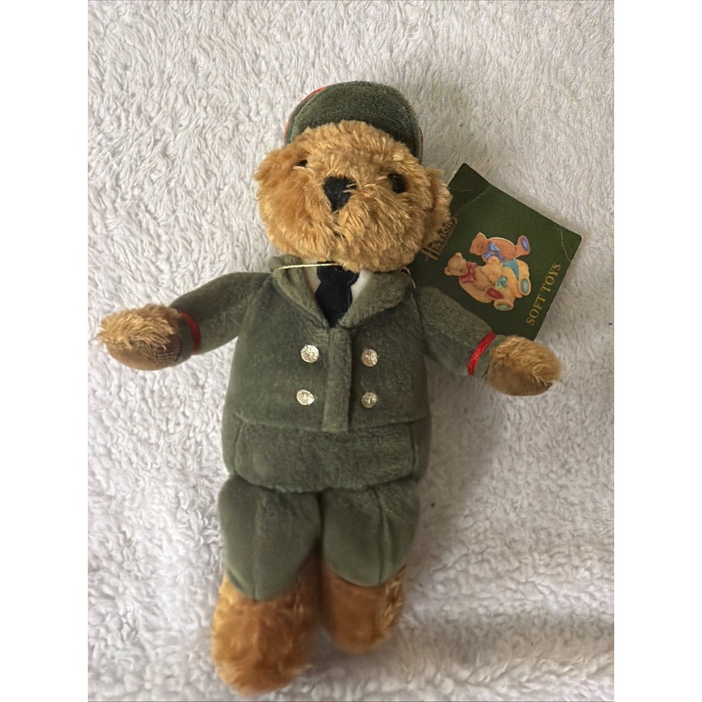 Harrods Greenman Bear Bean Bag Plush Bear 8" Knightsbridge VTG NWT 10238 London